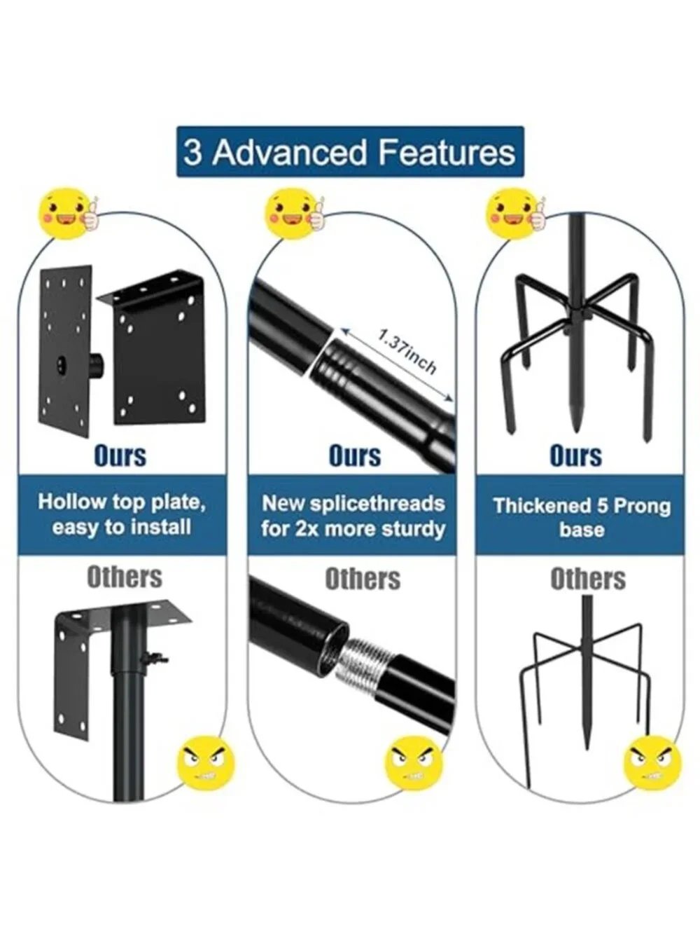 Bird Feeder Pole, 109 Inch Heavy Duty Bird House Pole Kit for Outdoors